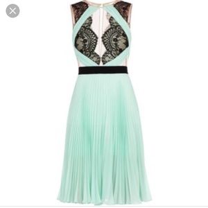 BCBGMAXAZRIA mint green and black lace dress